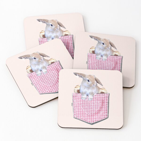 Item preview, Cute Easter Bunny Eggs in a Pink Plaid Spring Pocket Kawaii  designed and sold by Jolly-Yosei.