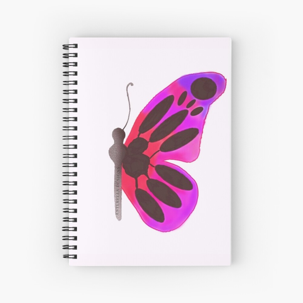 Red and Purple Butterfly Spiral Notebook