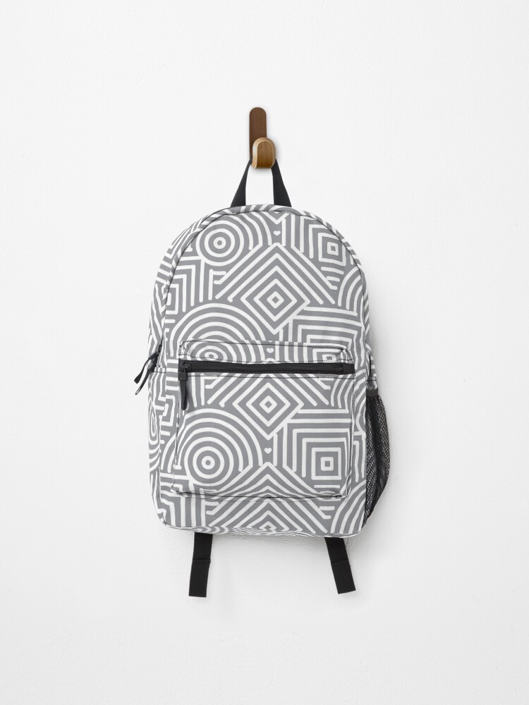 Thumbnail 1 of 3, Backpack, Grey Geometric Pattern designed and sold by Parveeez.