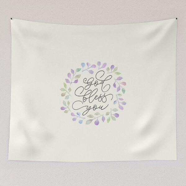 Item preview, God Bless You Watercolor Wreath designed and sold by amazingjoy.