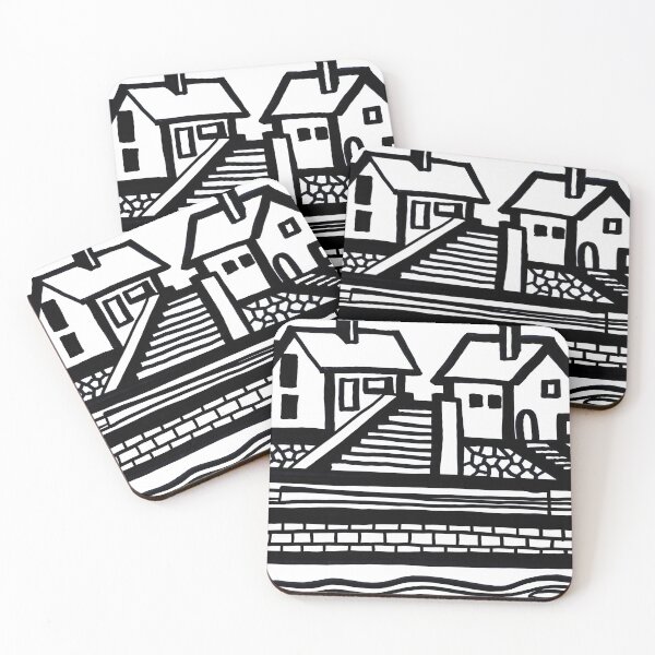Item preview, "Paper Drawings/Paintings"  Black and White Danube Shore at Veroce, Hungary designed and sold by Istvan Ocztos.