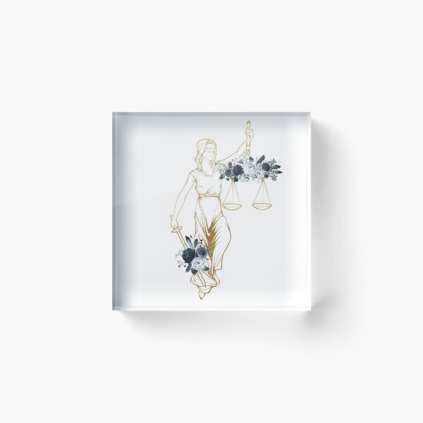 Lady Justice Floral Print Acrylic Block