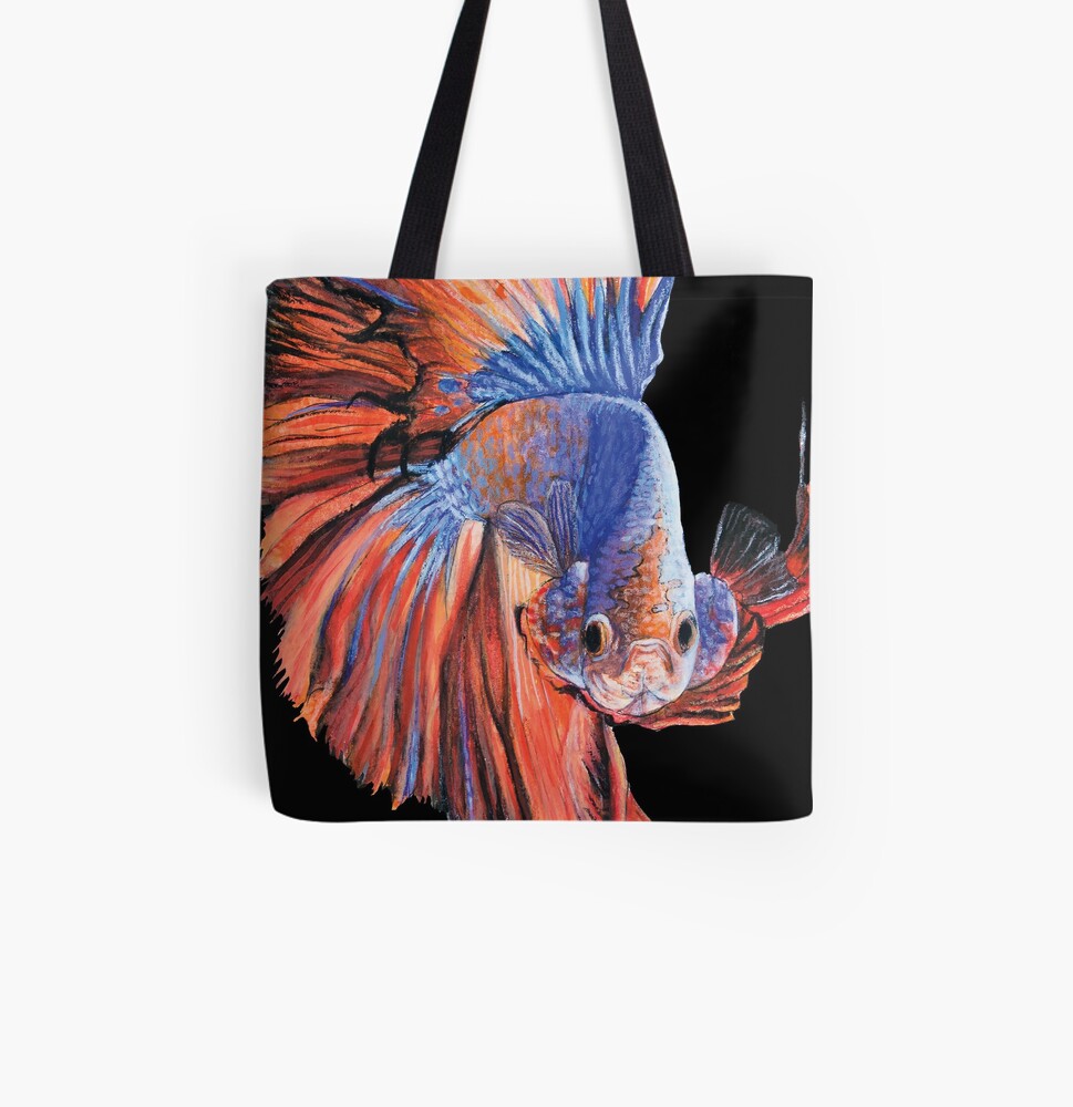 Ocean Theme- Betta Fish Watercolor Illustration-2 Tote Bag by Windys.Art