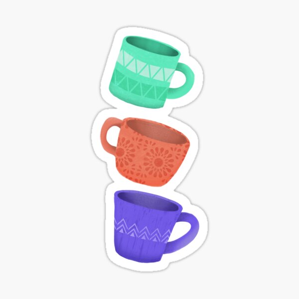 Quirky Coffee Cups Sticker