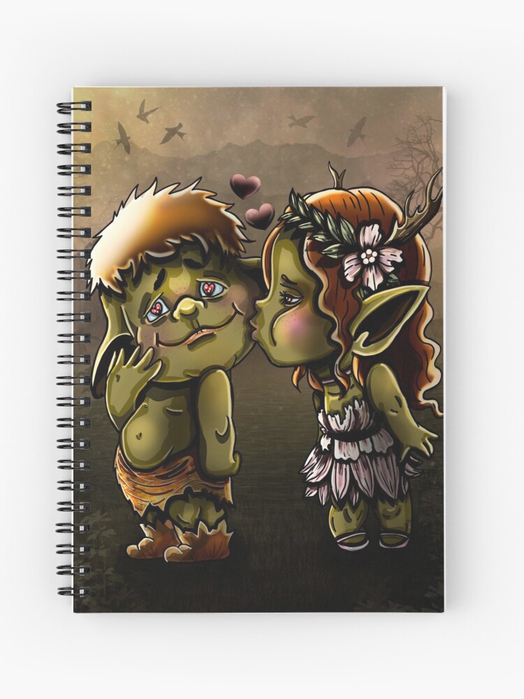 Cartoon Swamp Characters Fairytale Little Trolls In Love Spiral Notebook For Sale By Laracoolart Redbubble