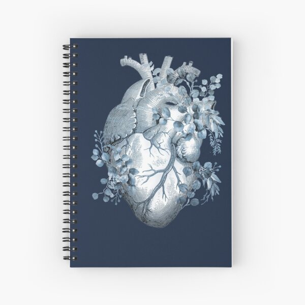 Blue Eucaliptus leaves Heart Human Anatomy illustration art anatomy Spiral Notebook
