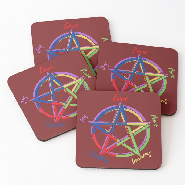 Item preview, Pentagram love, peace, harmony, freedom, joy-top motif designed and sold by Kallexos.