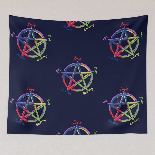 Item preview, Pentagram love, peace, harmony, freedom, joy-top motif designed and sold by Kallexos.