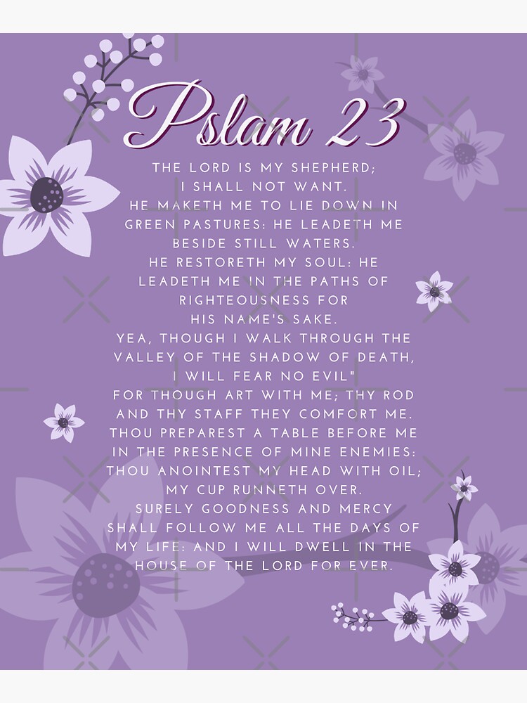 Thumbnail 3 of 3, Sticker, Psalm 23 (Lavendar) with Flowers designed and sold by DesignsbyEH.