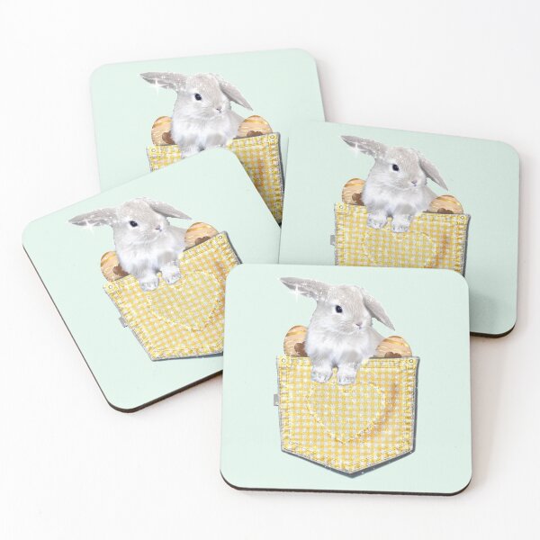 Item preview, Cute Easter Bunny Eggs in a Yellow Plaid Spring Pocket Kawaii  designed and sold by Jolly-Yosei.