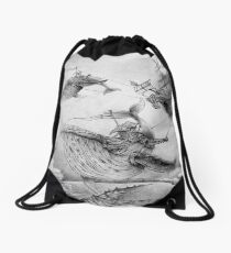 Wind Whales Drawstring Bag