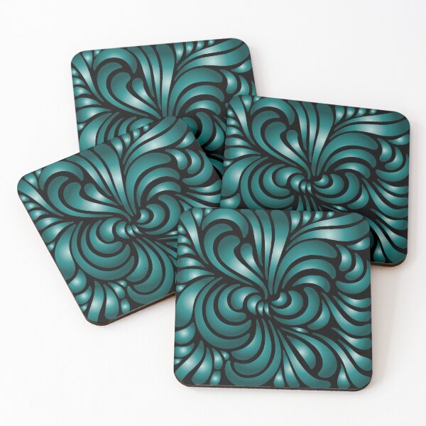 Item preview, Black and Teal Floral Pattern designed and sold by venella.