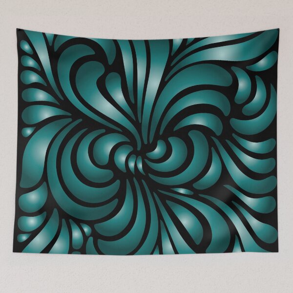 Item preview, Black and Teal Floral Pattern designed and sold by venella.