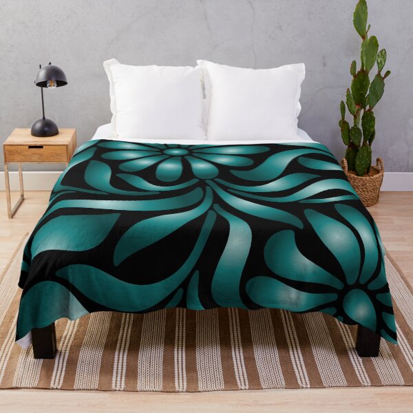 Item preview, Black and Teal Floral Pattern designed and sold by venella.
