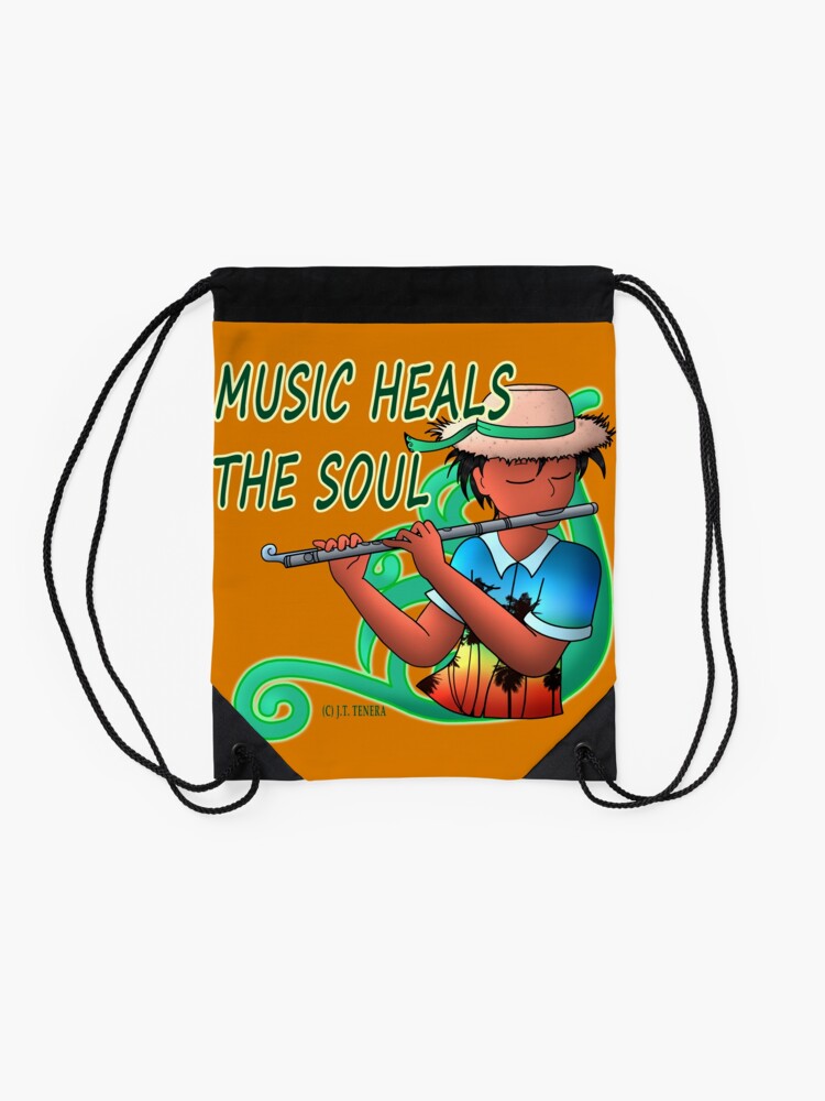 Thumbnail 2 of 3, Drawstring Bag, Healing Music of The Island designed and sold by PickledAuthor.