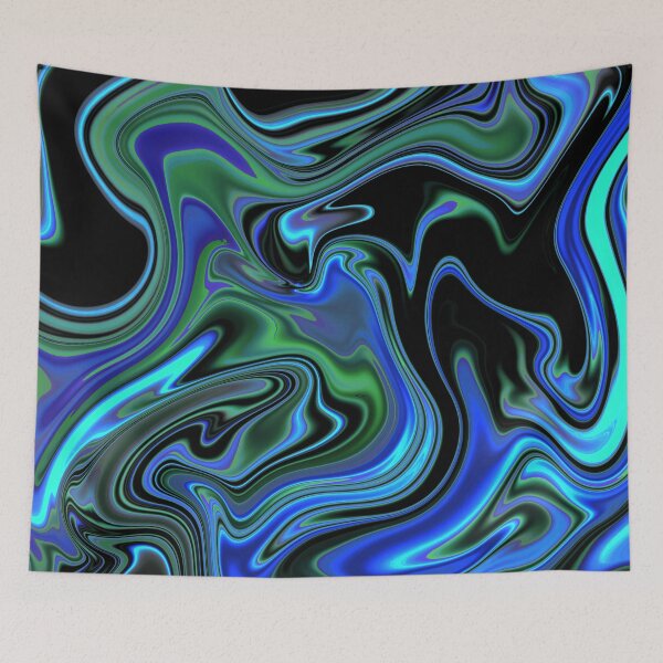Item preview, Psyedelic Black Neon Blues designed and sold by JustFloating-.