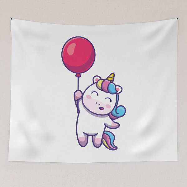 Item preview, cute unicorn balloon red designed and sold by Haxino.