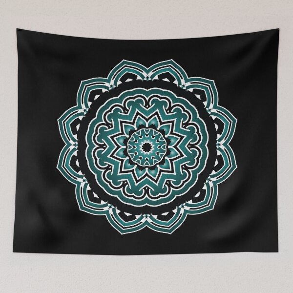 Item preview, Black and Teal Mandala Art designed and sold by venella.