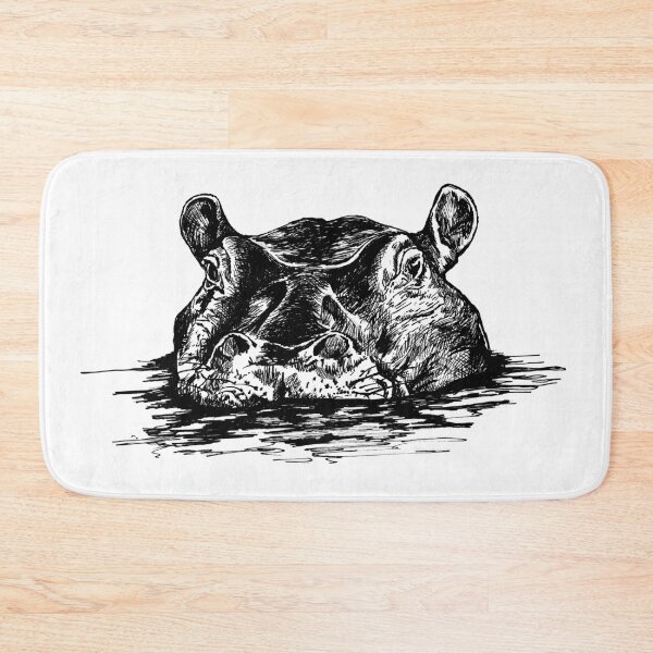 Item preview, Submerged Hippo designed and sold by InkyArtStudio.