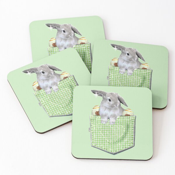 Item preview, Cute Easter Bunny Eggs in a Green Plaid Spring Pocket Kawaii  designed and sold by Jolly-Yosei.