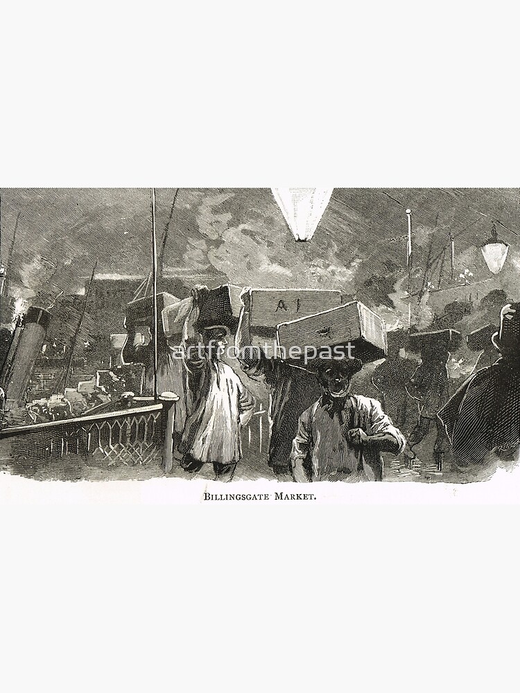 Mercado de pescado de Billingsgate, Londres, Inglaterra en el siglo XIX de artfromthepast