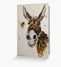 Funny Donkey and Bumble bee Greeting Card