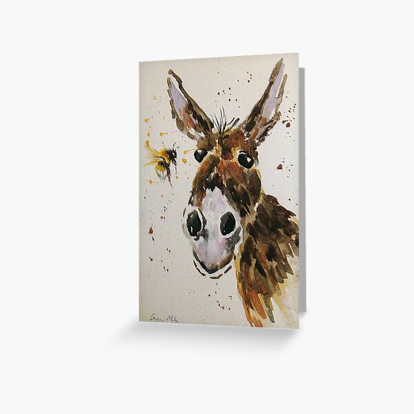 Funny Donkey and Bumble bee Greeting Card