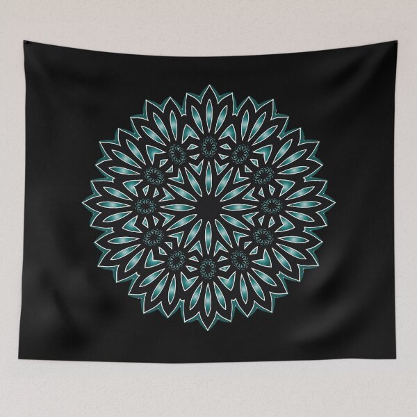Item preview, Modern Black and Teal Mandala Art designed and sold by venella.