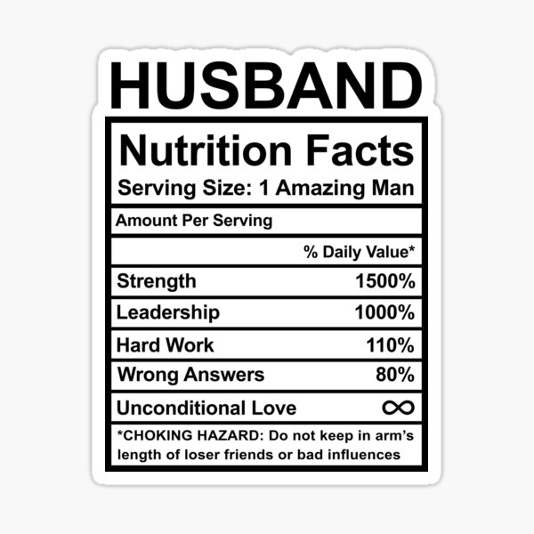 Husband Christmas Gift for Him, Mens Anniversary Gift for Husband Nutrition  Facts Shirt for Husband Gift, Funny Husband Birthday Tshirt 