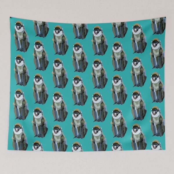 Item preview, L is for Lesser Spotted Nosed Guenon,Guenon Monkey Illustration – Vibrant Primate Art for Wildlife and Nature Lovers designed and sold by PrettylittlepastelUk.