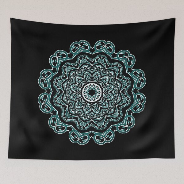 Item preview, Modern Black and Teal Mandala Art designed and sold by venella.