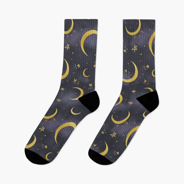 Item preview, Moons and stars doodle on a night sky seamless pattern  designed and sold by camertone.