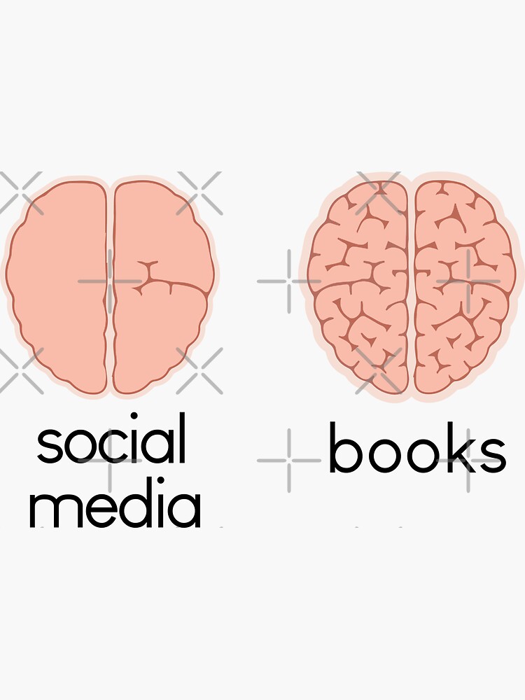 "books vs social media anti social media reading addiction " Sticker