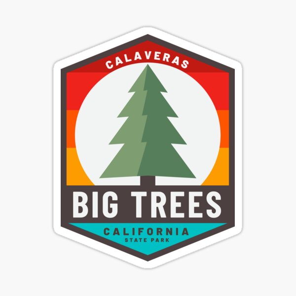 Vista previa del artículo con la obra «Parque estatal de árboles grandes de Calaveras, California», diseñado y vendido por TravelBadge.