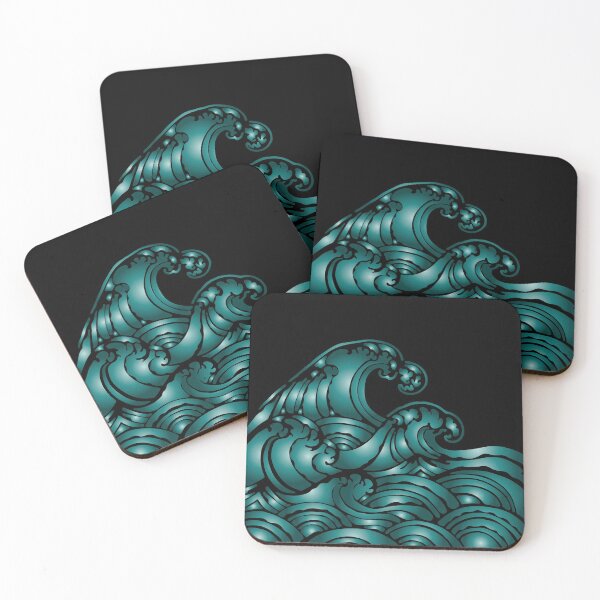 Item preview, Black and Teal Japanese Wave designed and sold by venella.