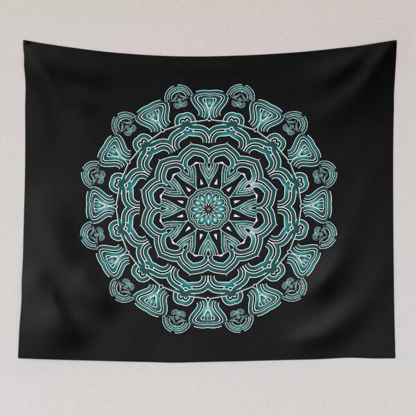 Item preview, Modern Black and Teal Mandala Art designed and sold by venella.