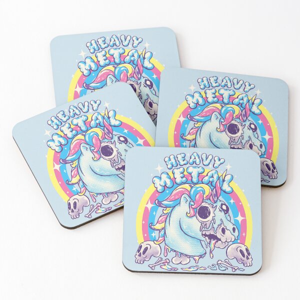 Artikelvorschau, Heavy Metal Einhorn | Lustiges süßes totes Einhorn Totenkopf Death Thrash Doom Groove Metal Core Cat Hail Satan Cool Rad Dumm Humor Headbanger Mädchen Mama Papa Kind 80er 90er Rock Alte Cartoon-Kunst in Pastellfarben entworfen und verkauft von Any Color Designs.