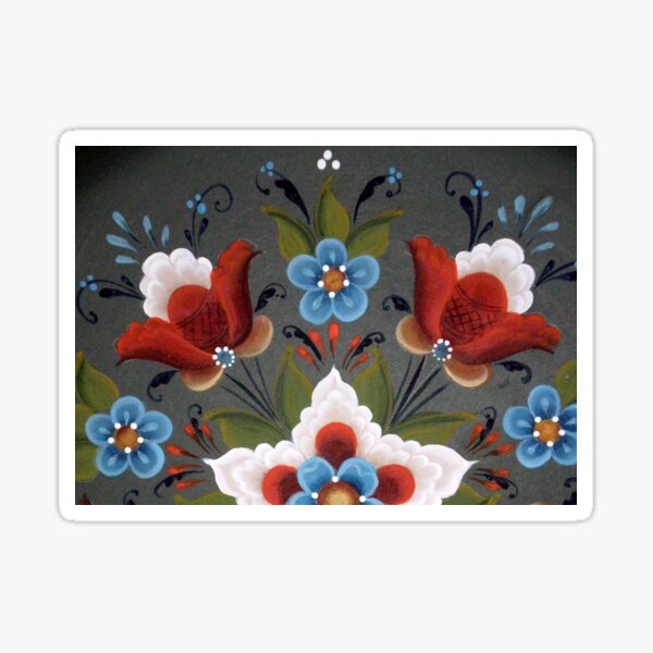 Traditional Norwegian Rogaland Rosemaling Christmas Sticker