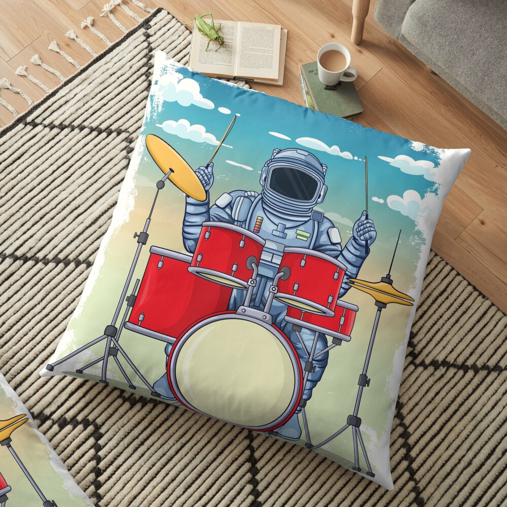 Astronaut Drummer Floor Pillow