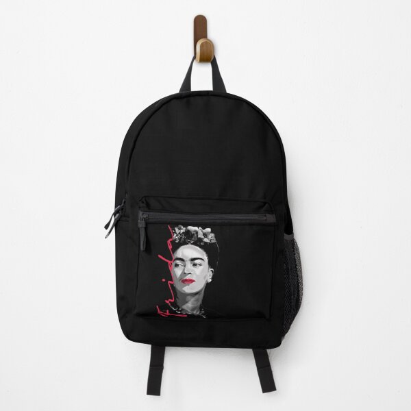 Item preview, Frida Kahlo Black and White Portrait with Red Lipstick and Frida name in Red designed and sold by AHMTheBeesTees.