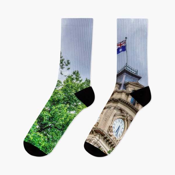 Item preview, The Clock Tower and Australian Flag at the Historic Town Hall - Bendigo, Victoria designed and sold by Steven Jodoin.