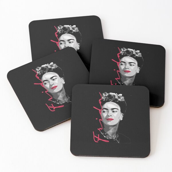 Item preview, Frida Kahlo Black and White Portrait with Red Lipstick and Frida name in Red designed and sold by AHMTheBeesTees.