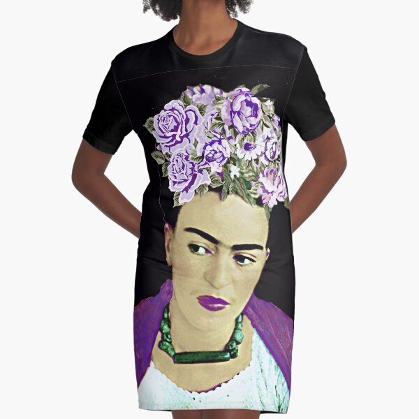 Roses violettes Frida Kahlo Robe t-shirt