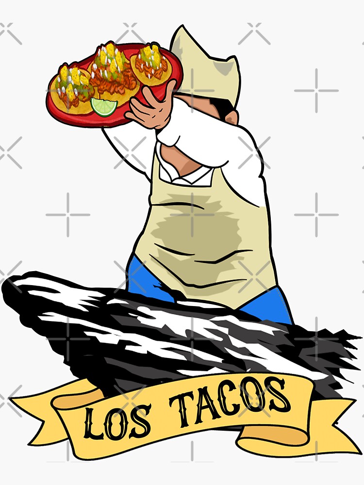 "Los Tacos Funny Mexican Design with a Taquero and Tacos al Pastor ...