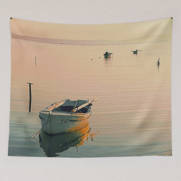 Item preview, Boats In The Sea At Sunset designed and sold by Pretty-Bird.