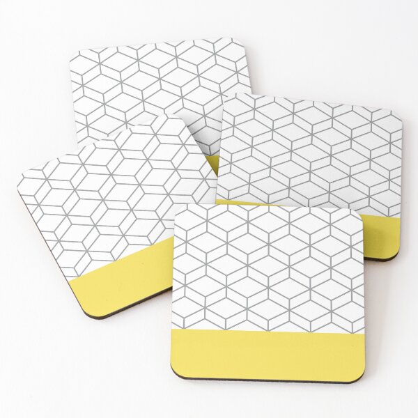 Item preview, Geometric Honeycomb Lattice Cuff Pattern in Lemon Yellow, Light Grey, and White designed and sold by kierkegaard.