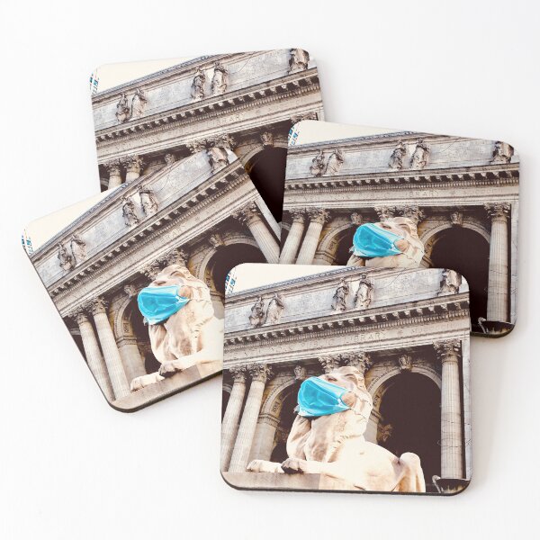 Item preview, New York City Library lion masked against Covid 19 designed and sold by Freyas-Eventyr.