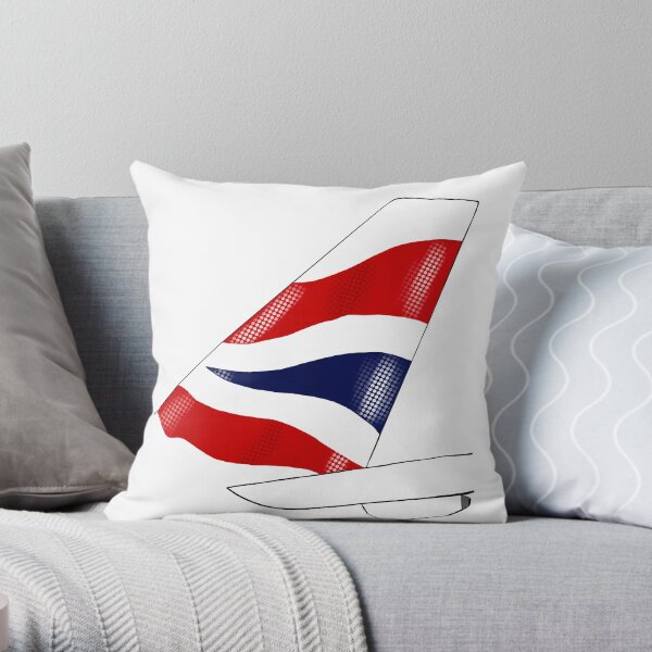 British Aircraft Union Flag Tale Livery Illustration Throw Pillow