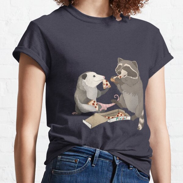 Possum and Raccoon eating pizza Classic T-Shirt