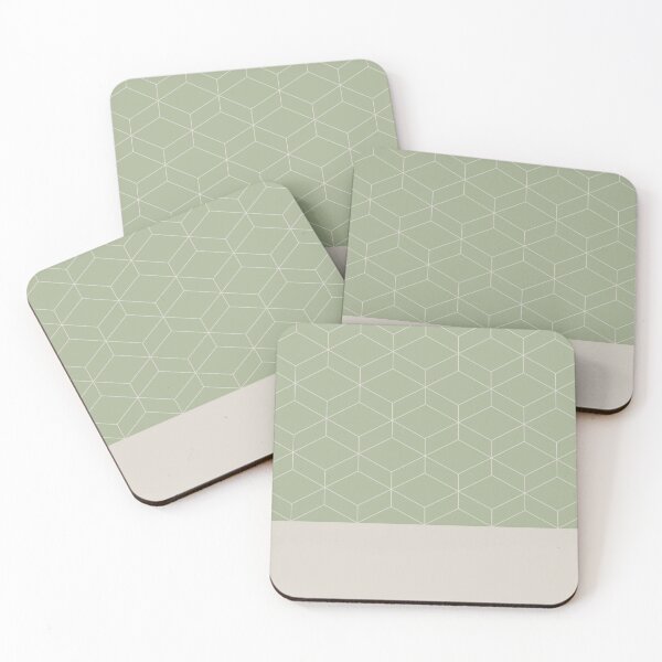 Item preview, Geometric Honeycomb Lattice Cuff Pattern in Sage Green and Beige designed and sold by kierkegaard.